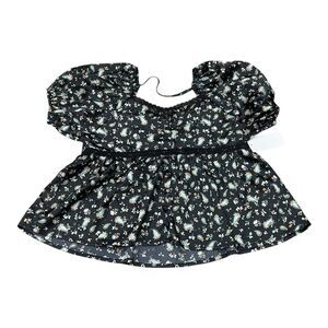 Love Fire Black Floral Baby Doll Top Girls M